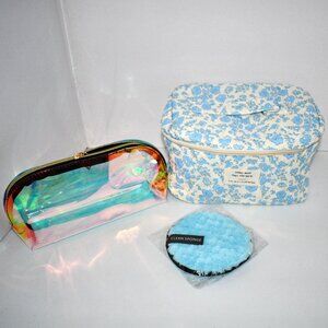 Arancia Quilted Makeup Bag – Large Floral Travel Cosmetic Organizer – 3 Piece Se